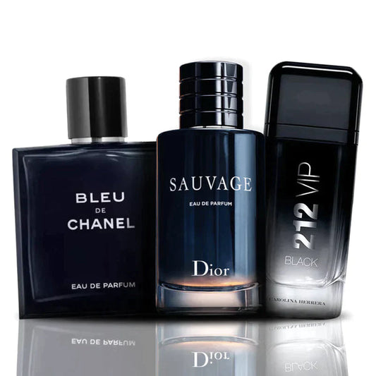 KIT 3 PERFUMES IMPORTADOS - SAUVAGE DIOR | BLEU DE CHANEL| 212 VIP BLACK + REGALLO EXCLUSIVO [ÚLTIMAS UNIDADES 🚨]